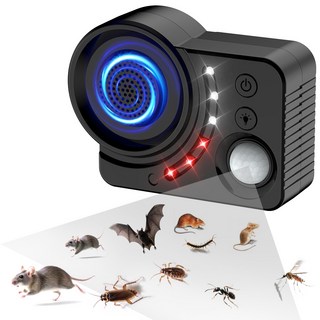 초음파 쥐 퇴치+벌레 퇴치 2in1! 강력한 효과로 쥐/곤충 완전 박멸 350평 대형 공간 커버, HD-718(블랙)