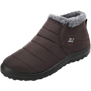 [관부가세포함] L-RUN 여성용 겨울 스노우 부츠 모피 안감 따뜻한 앵클 슬립온 남성용 가벼운 야외용 신발