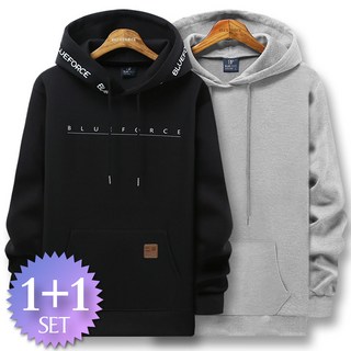 블루포스 레이픈 후드티 + 트렙 후드티 [2장 묶음] 남자 긴팔 티셔츠 남성 빅사이즈 운동복 가을 단체티 커플티 츄리닝