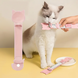 편리한 고양이 츄르 짜기 간식 디스펜서 스퀴즈 스푼, 1개, 핑크