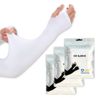 라니아 남녀 공용 아이스 팔토시, 화이트, 3개, 손등 커버형