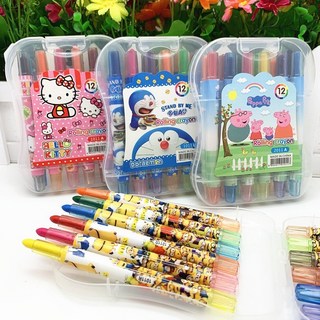 兒童節禮物 12色旋轉蠟筆 兒童慶生 畢業禮物 幼稚園慶生 生日禮物 獎勵禮物 幼兒園慶生 生日分享禮, 多啦A夢, 1個