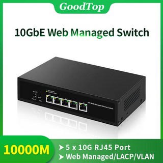 GoodTop 웹 관리형 네트워크 스위치 5 포트 10Gb 10000Mbps 10G 스마트 이지 매니지드 홈 랩 이더넷 스위치 LACP VLAN DHCP 클라이언트, 03 AU Adapter