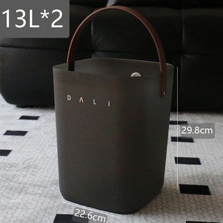 家用垃圾桶 日式 廚房垃圾桶 廁所垃圾桶 大容量多功能客廳臥室衛生間手提紙簍, 磨砂黑13L大容量【2只】