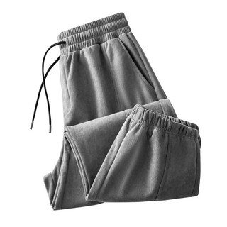 燈芯絨男士休閒長褲 中青年加絨寬鬆束腳褲 大碼休閒褲