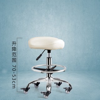 廠家直銷 吧台椅 加高款椅子 靠背升降椅 旋轉椅 附萬向輪 理髮師凳子 廚房炒菜做飯椅 收銀前台專用剪髮椅高腳, 1個, 【靜音鎖定輪】新米白無靠背+ 腳踏 53