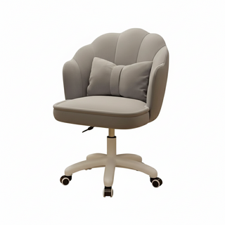 好的家居 輕奢貝殼化妝椅 帶輪多功能椅 (化妝椅/餐椅/電腦椅/麻將椅) 租屋族適用, 1件, 灰 帶輪