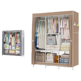 DIY收納衣櫥，多層隔板，防塵防潮，簡易組裝，臥室客廳適用, 銀灰(超取限1個)