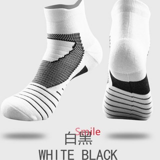 運動襪 跑步襪 吸汗透氣 籃球襪 襪子男 襪子女 中筒襪 毛巾底 (M29179), 白黑色
