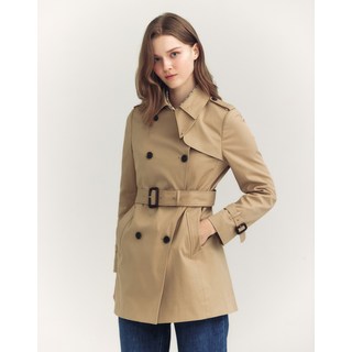 24FW [가격인하]베이지 더블버튼 하프 트렌치 코트 HSCO4D8C2I2