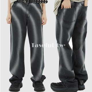 Rauco house 韓國波紋水洗高腰闊腿牛仔褲