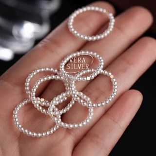 VERA SILVER 925純銀珍珠尾戒 - 輕奢甜美 復古高級感 小眾設計 韓版簡約氣質防過敏戒指 女生禮物