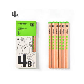 MIDEER 어린이 초등학생 전용 삼각 점보 교정연필세트, 6개, 4b