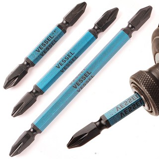 3P 베셀 블랙 엑스트라 핏 비트 임팩 드라이버 비트 65/82/110mm 3종, 1세트