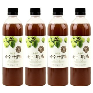 참들애 국내산 100% 무설탕 저당 무당 순수 매실원액 매실청 임산부 매실액, 4개, 500ml, 4개
