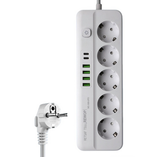 2PD+4USB멀티탭 콘센트 과부하 차단 절전 멀티탭 고용량, 1개, 흰색-5구, 2m