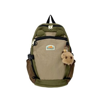 臺灣熱銷 2025新款兒童揹包卡通可愛帶掛件男女童雙肩包大容量小學生書包潮, 咖色大號