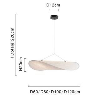 북유럽 실크 펜던트 램프 홈 장식 샹들리에 거실 침실 레스토랑 현대 드롭 라이트 실내 조명기구, White, Natural light 4200K, Dia80cm
