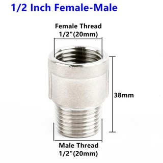 12 34 BSP 암수 스레드 육각 니플 커넥터 304 스테인레스 스틸 파이프 피팅 커플러 물 오일 공기 스레드 어댑터 1 인치, 06 1I2 INCH FM, 1I2 Inch F-M, 1개