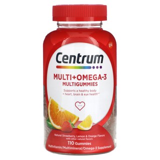 Centrum 멀티 + 오메가3 멀티 구미젤리 천연 딸기 레몬 & 오렌지 구미젤리 110개, Centrum멀티오메가3멀티구미젤리천연딸기레몬오렌지구미, 1개, 110정