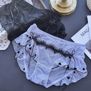 Guima 心花怒放網紗內褲 中腰網紗花苞內褲, 灰紫