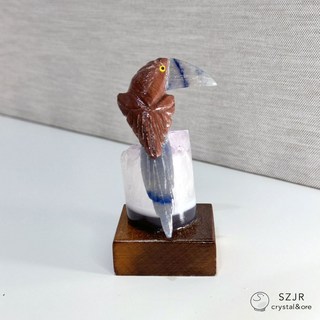 SZJR crystal & ore 大嘴鳥水晶鳥擺件 晶石雕刻 居家藝品擺飾 10.4cm
