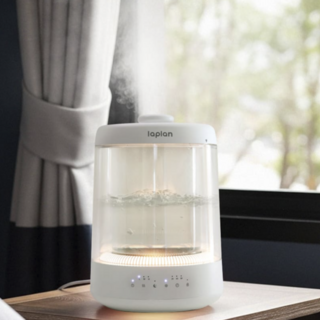 [아기가습]제라 라플란 가열식가습기 4L 가열 아기 물멍 스팀 세균박멸 스텐 유리 간편세척 대용량 가습기 퓨어화이트