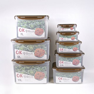 바른부엌 국산 에코락 투명 김치통 사각 대용량 김장통, 1개