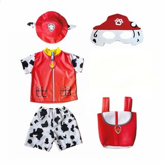 兒童消防員角色扮演服裝套裝 包括帽子 背包 衣服和短褲, 毛毛L短袖+背包+眼罩, 1個, 1個