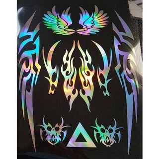 機車貼紙 戰神翅膀幻影拉花貼畫, 1個, 鐳射七彩一套