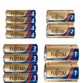 FUJITSU 富士通 鹼性電池 Premium S (1號 2號 3號 4號) 長效型大電流電池, 1個, 4號 (4入)