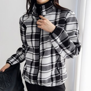 여성 겨울 기모 후리스 뽀글이 양털 퍼 안감 체크 폴라 플리스 집업 자켓