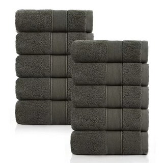 록신 호텔수건 라인보더 200g 40수 코마사, 그레이, 10개