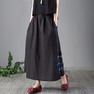 셀럽당여자 여름 시원 모시치마 자수 스커트