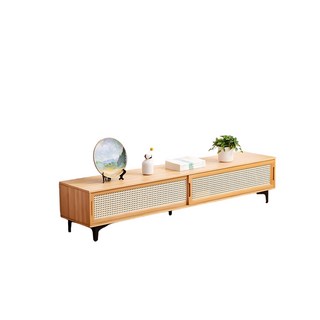 現代簡約風藤編滑門儲物櫃，客廳臥室收納櫃，電視櫃邊櫃，多功能置物櫃, 【網紋移門】原色-二門160長