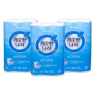 깨끗한나라 화장지 두루마리 휴지 3겹 27m 30롤 x 3개
