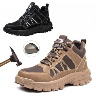 台灣製勞保鞋 工作鞋 牛皮輕量鋼頭安全鞋 舒適透氣耐磨防滑工作鞋工地安全防護首選, 棕色