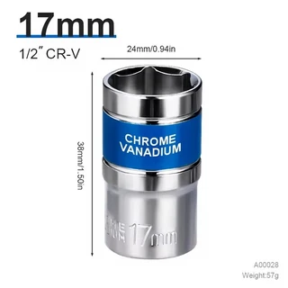 딥 임팩트 소켓 세트 드라이브 메트릭 렌치 소켓 공압 렌치 헤드 타이어 제거 도구 8-32mm 1/2 드라이브, 15 17mm