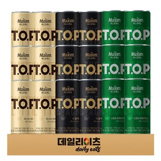 [데일리이츠] 티오피 캔커피 3종류 6개씩 18개입 세트 (TOP 마스터라떼 + TOP 스위트아메리카노 + TOP 더블랙), 1세트, 200ml