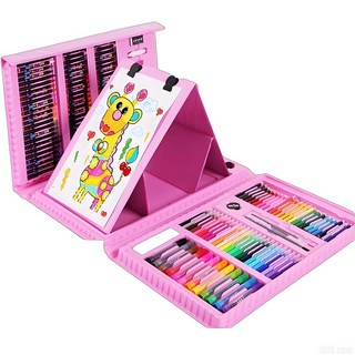 정싱 프리미엄 미술 도구 미술세트 명절 선물 졸업 선물 색칠 스터디 크레용 세트 수채화 세트 176P, 1세트, 분홍색