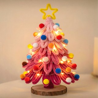 헬로우하비 크리스마스 트리 모루 만들기 DIY 키트, 1세트, 핑크