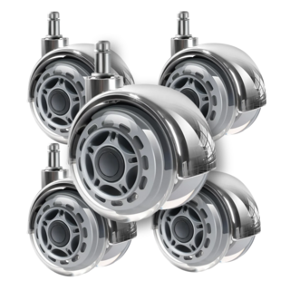 유니캐스터 무소음 우레탄 의자바퀴 쌍바퀴, 그레이, 5개