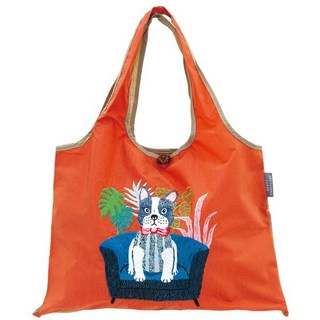 RAY FAIR美好生活 日本進口刺繡圖案兩用環保購物袋，多款可選，環保耐用，時尚輕巧, 橘色(小狗), 1個