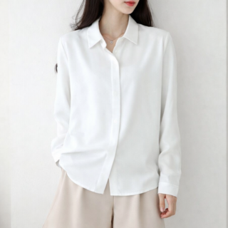 드몽 여성 링클프리 데일리 기본 긴팔 셔츠 구김없는 히든버튼 블라우스 빅사이즈 오피스룩