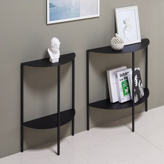 젠토리 폭좁은 반달 현관 복도 콘솔테이블, 블랙+중형