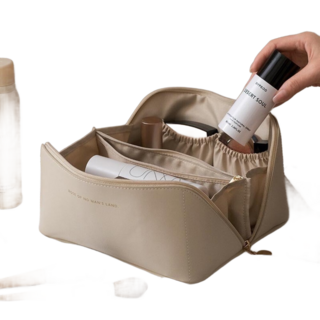 皮革質感化妝包 化妝品保養品收納 大容量手提化妝包 送禮