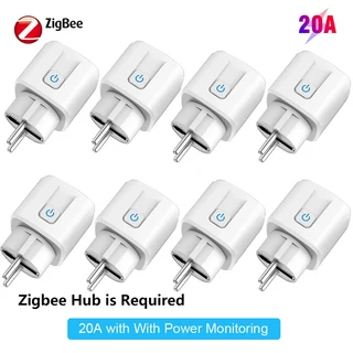 16A/20A Tuya ZigBee 3.0 스마트 플러그 EU 전원 모니터 무선 앱 음성 원격 제어 소켓 콘센트 Alexa Google, 01 Eu 플러그, 02 8pieces-20A