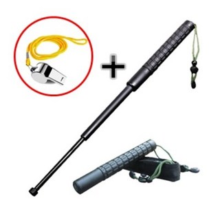 WITHUSNB 가벼운 강철 여성 호신용 접이식 삼단봉 + 호루라기 세트, 호루라기) M - 56cm(254g)