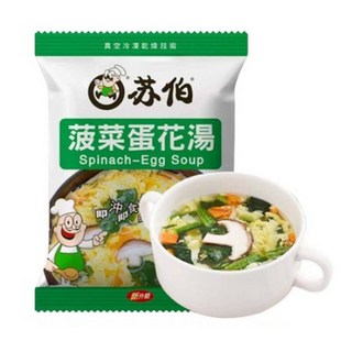 伯湯包 蛋花湯 30秒速沖即時濃湯 湯頭/火鍋底料, 1個, 蘇伯 菠菜蛋花湯, 6g