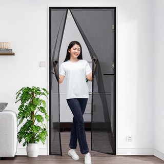 현관 방충망 찢어지지 않는 자석 방문 모기장 블랙, 1개